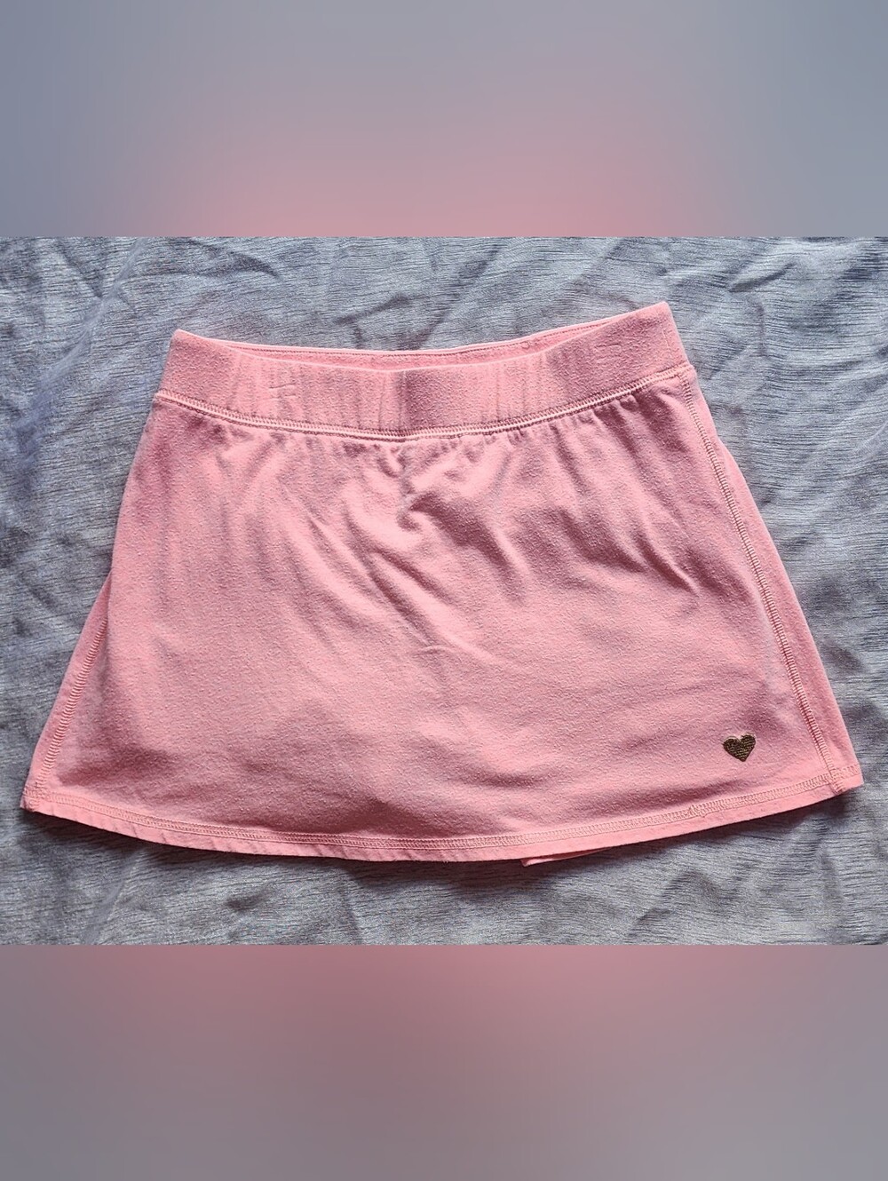 Girl's Carter Kids Scooter Skort Size 12, Pink W/Gold Embroidered Heart, Peeling